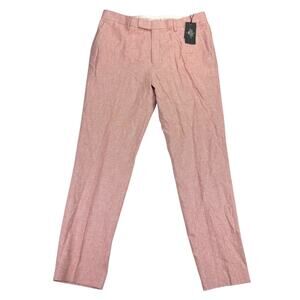 Ted Baker Mens Damaskt Slim Fit Linen Blend Chino Pants Pink 34R
